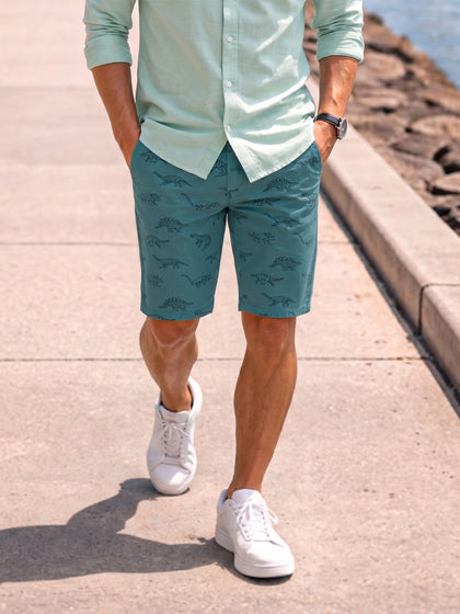 Men's Teal Slim Fit Solid Casual Shorts
