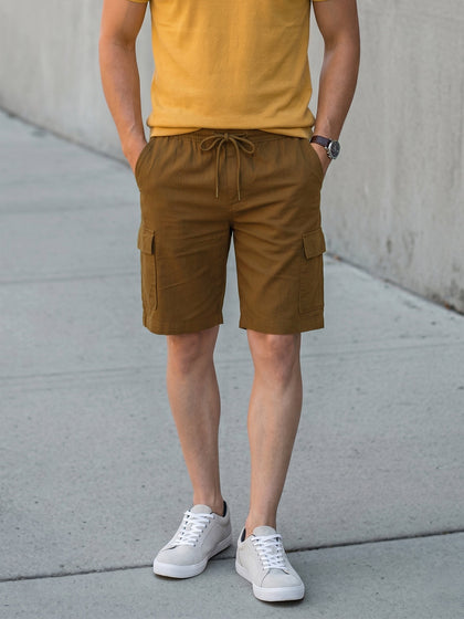 Men's Brown Slim Fit Solid Casual Shorts