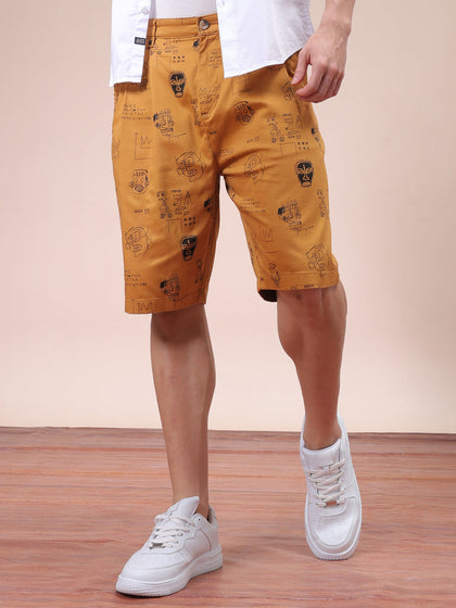 Men's Cashew Relaxed Fit Printed Casual Shorts