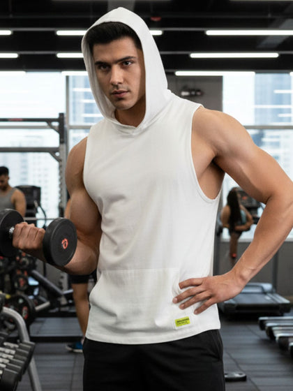 Men White Solid Printed T-shirt