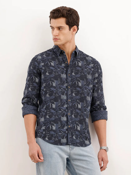 Slim Fit Textured Shirt | Dark Blue