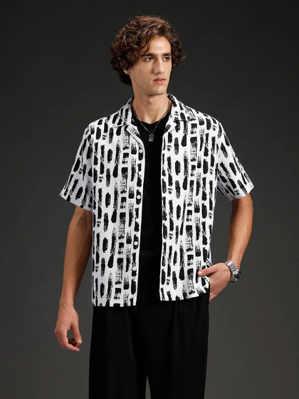 Wrogn All-Over-Printed Resort Collared Shirt | White