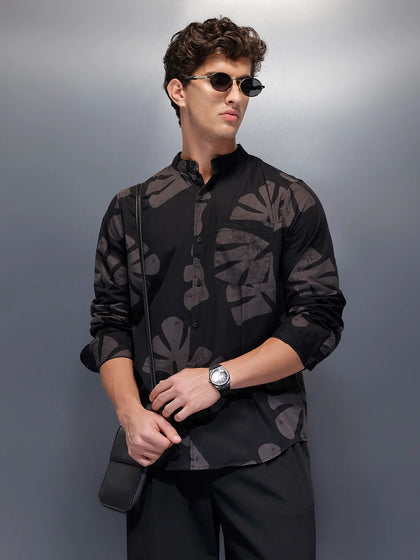 Men's Casual AOP Shirt | Black