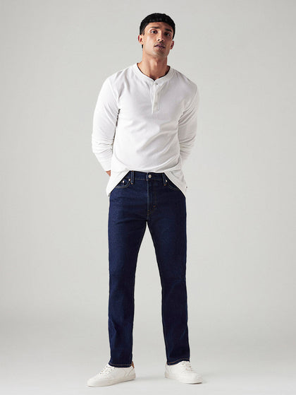 Men's 513 Dark Blue Slim Straight Fit Mid Rise Jeans
