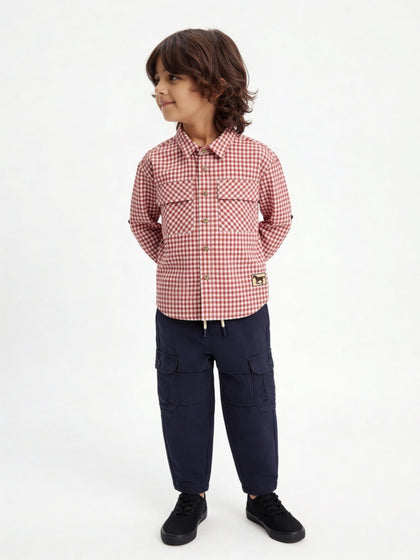 HOP Kids Boys Red Gingham Check Cotton Shirt