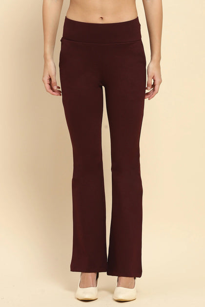 Burgundy Stretchable Bootcut Trouser