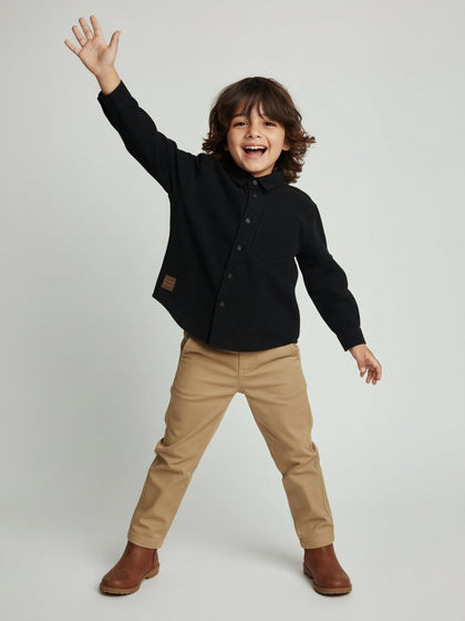 HOP Kids Boys Black Cotton Shirt