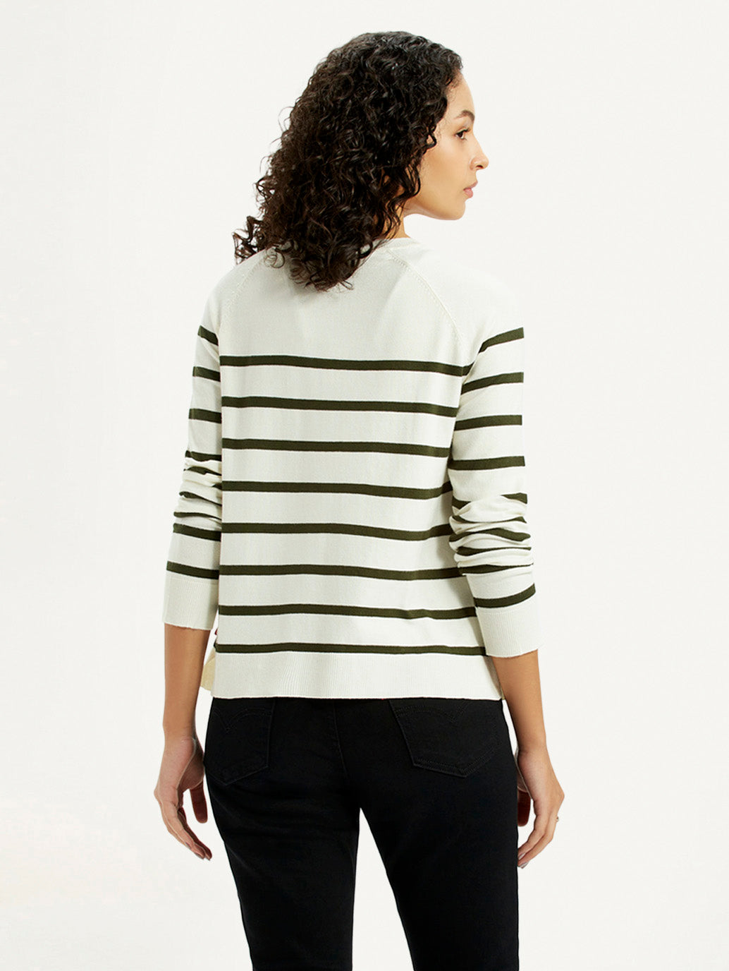Women's Striped Off White Crew Neck T-shirt