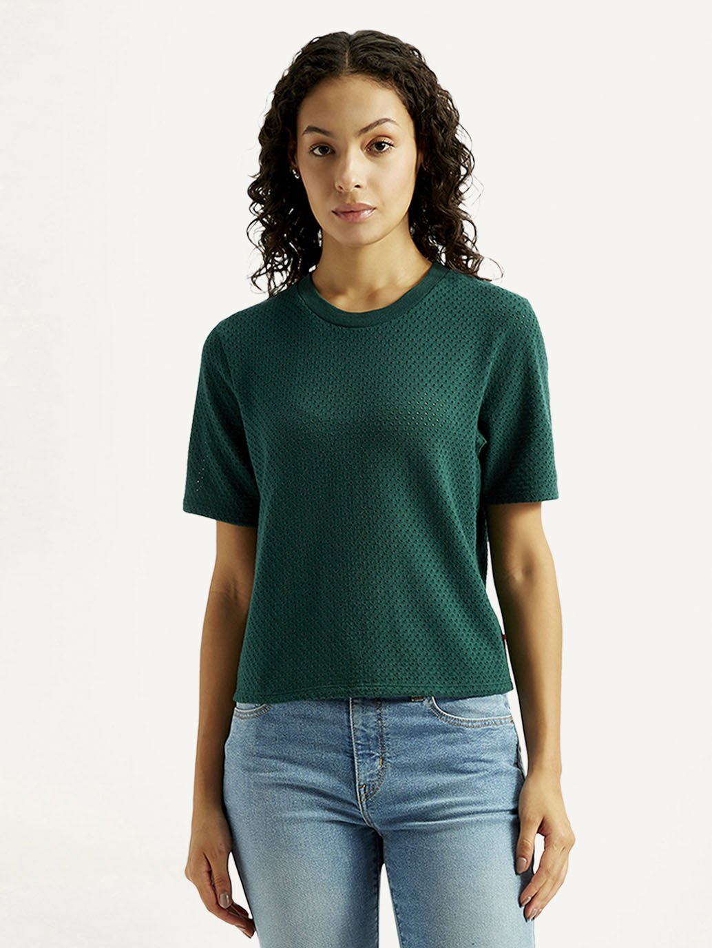 Women's Textured Crew Neck T-shirt