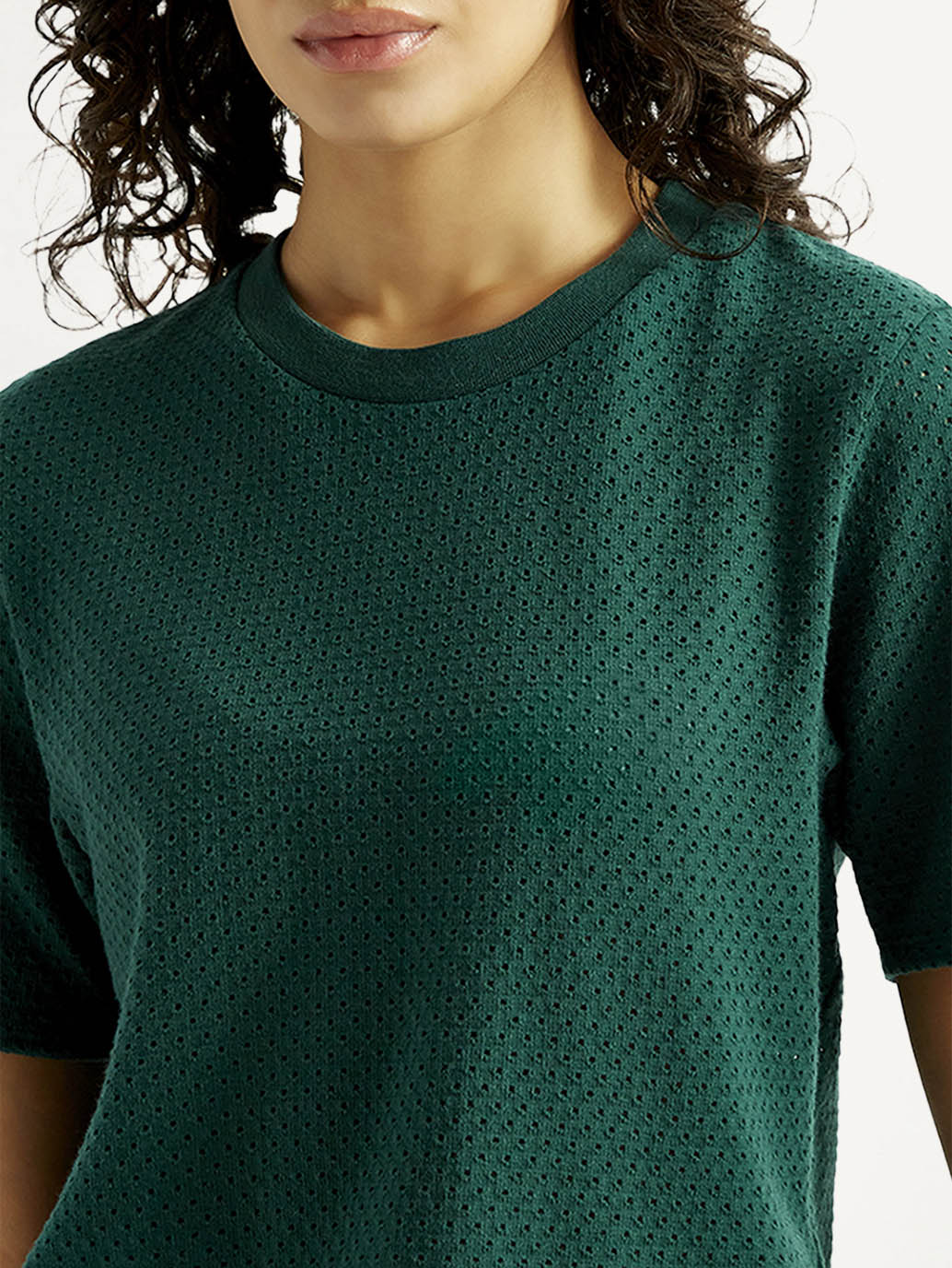 Women's Textured Crew Neck T-shirt