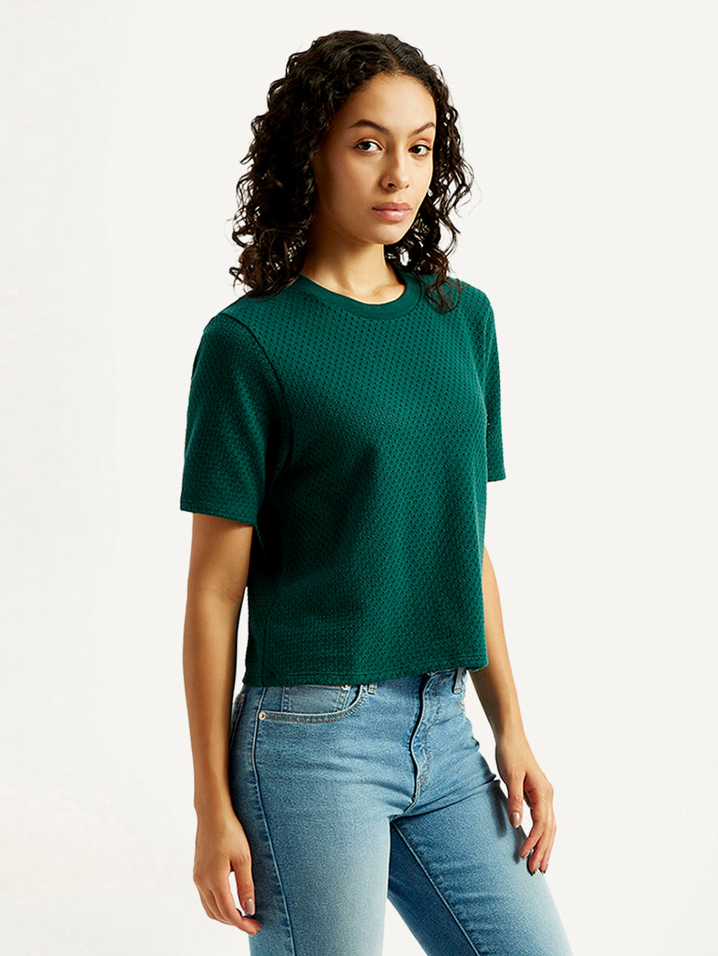 Women's Textured Crew Neck T-shirt