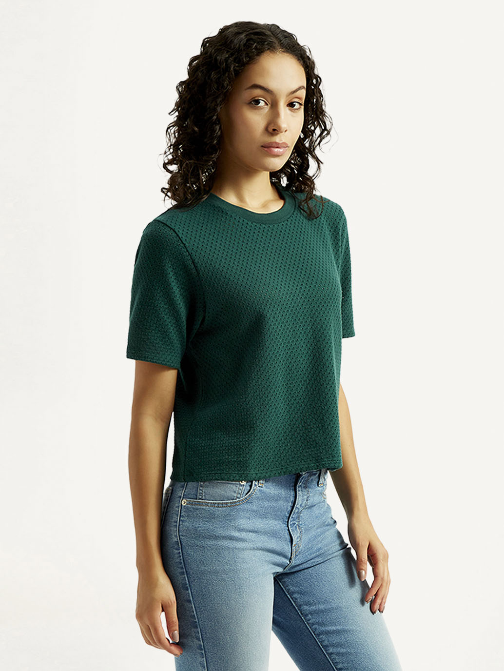 Women's Textured Crew Neck T-shirt