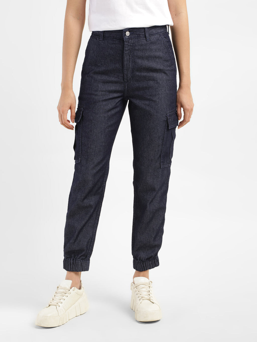 Women's Mid Rise Indigo Cargo Trousers