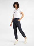 Women's Mid Rise Indigo Cargo Trousers