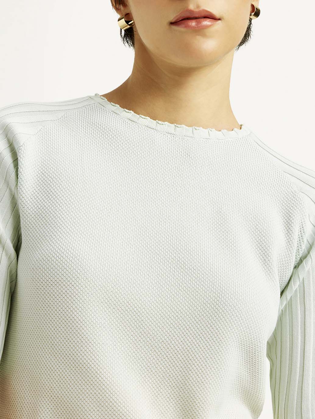Women's Ombre Light Blue Boat Neck Top