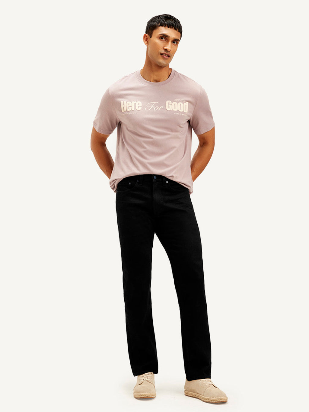 Men's 505 Black Straight Fit Mid Rise Jeans