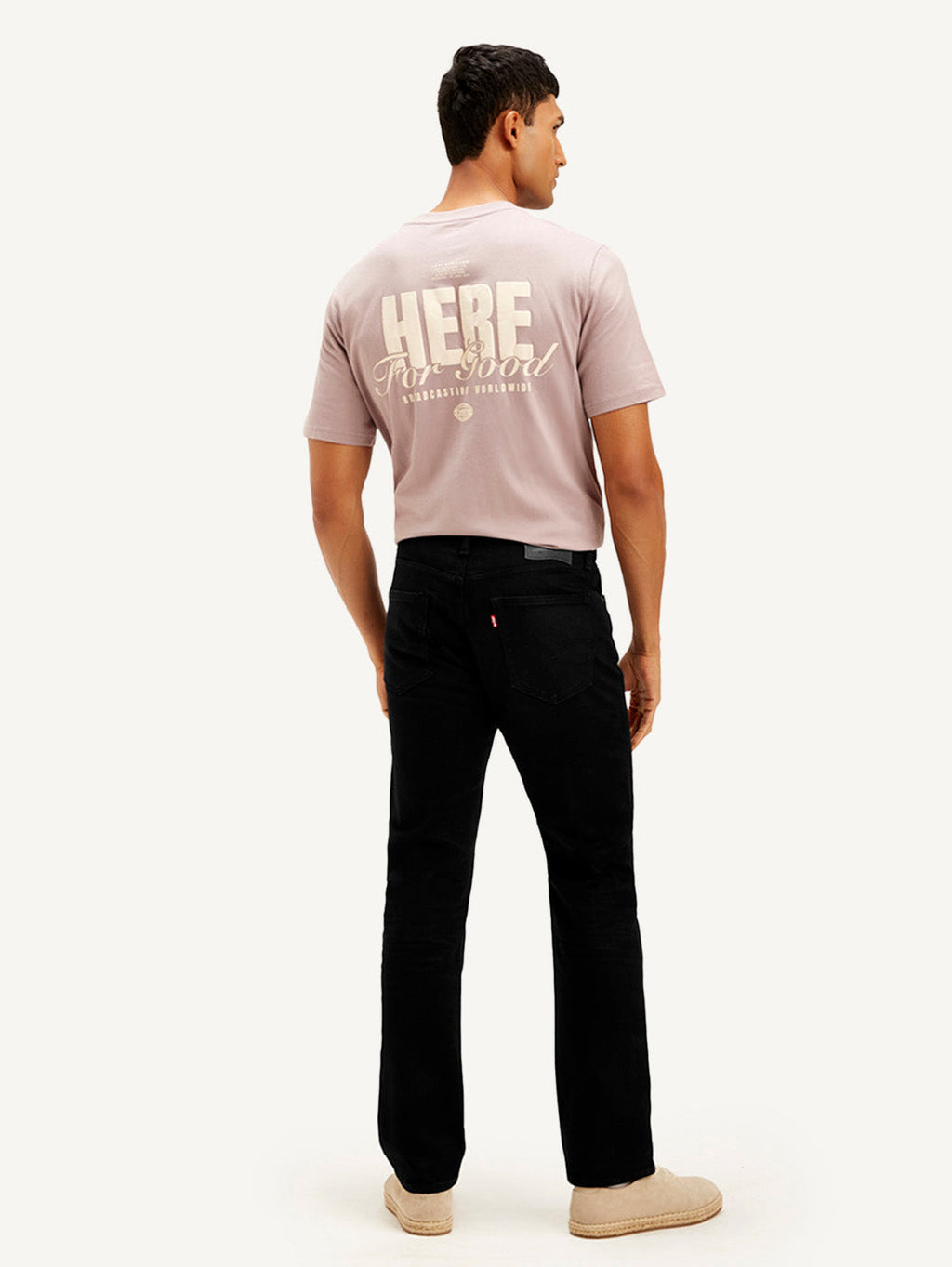 Men's 505 Black Straight Fit Mid Rise Jeans