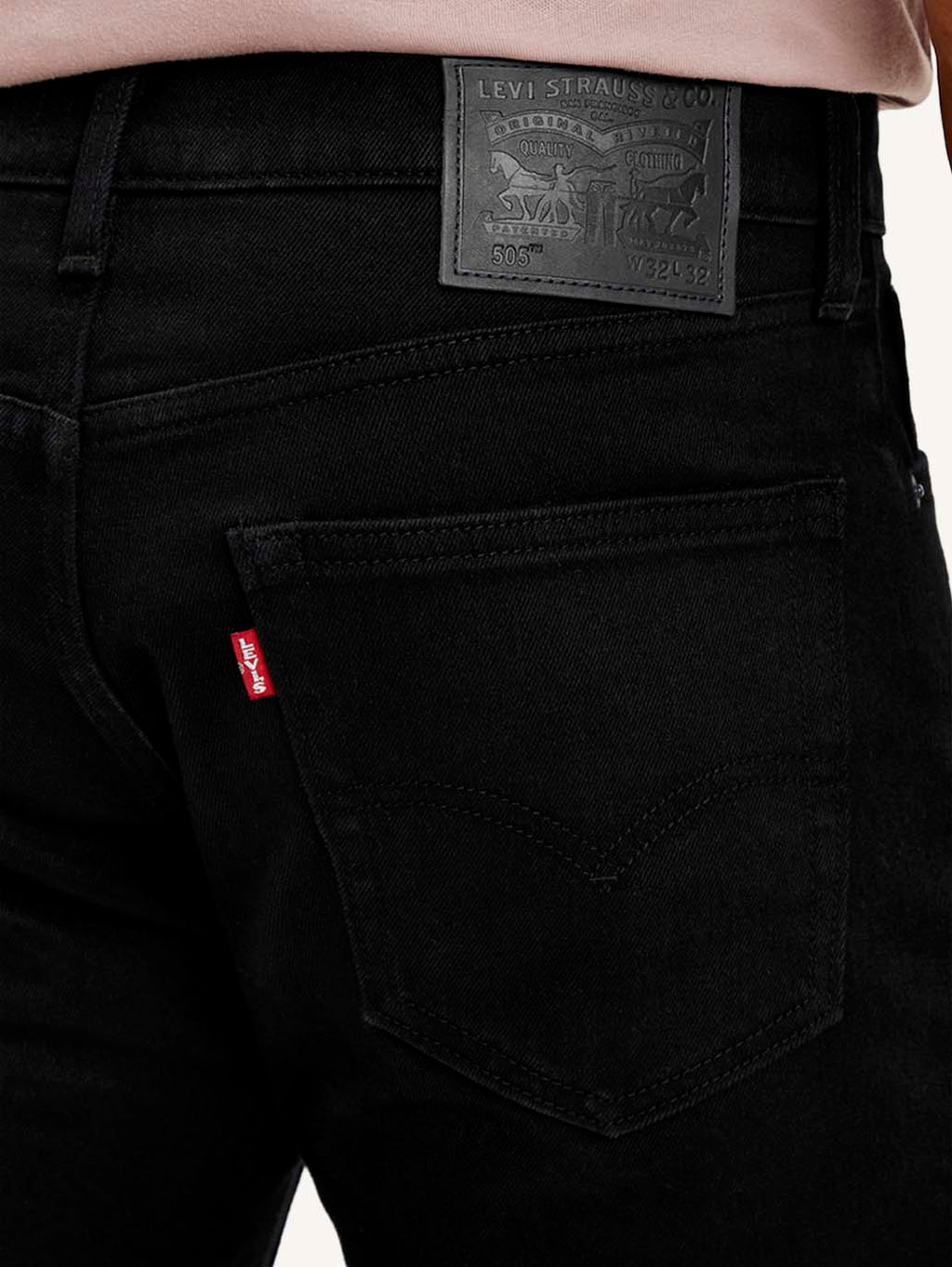 Men's 505 Black Straight Fit Mid Rise Jeans
