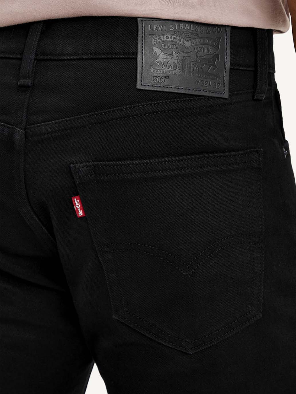 Men's 505 Black Straight Fit Mid Rise Jeans