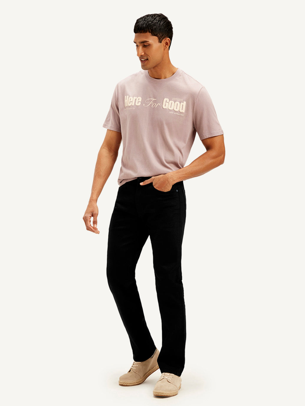 Men's 505 Black Straight Fit Mid Rise Jeans
