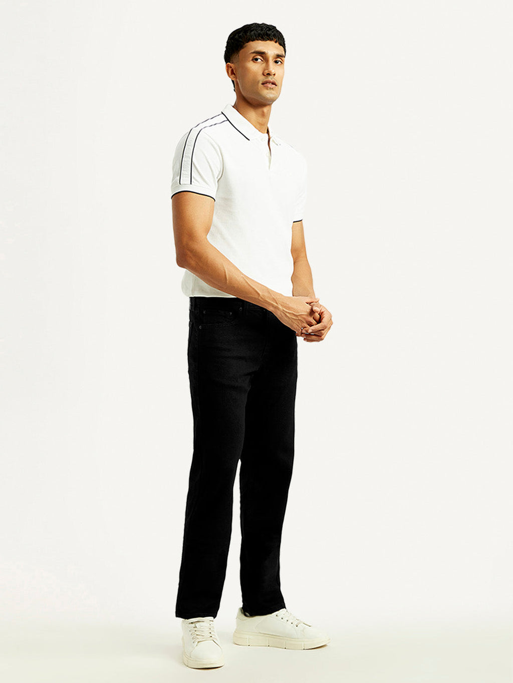 Men's 505 Black Straight Fit Mid Rise Jeans