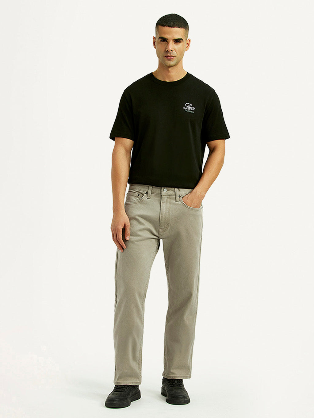 Men's 505 Grey Straight Fit Mid Rise Overdyed Jeans