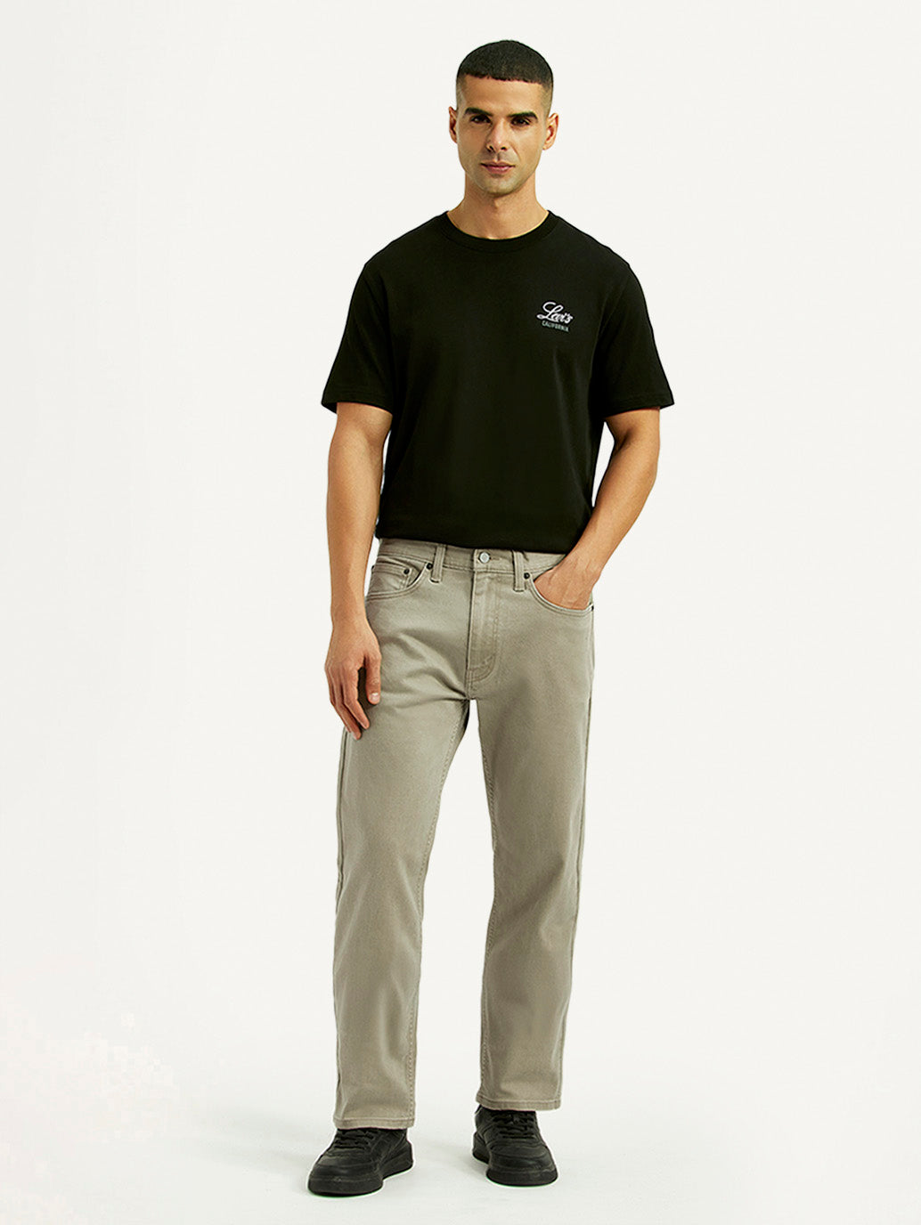 Men's 505 Grey Straight Fit Mid Rise Overdyed Jeans