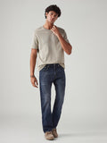 Men's 505 Dark Blue Straight Fit Mid Rise Cross Hatch Jeans