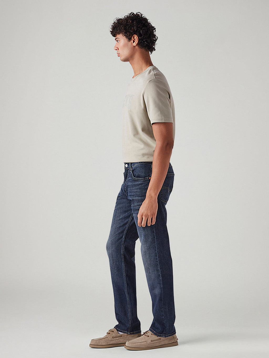 Men's 505 Dark Blue Straight Fit Mid Rise Cross Hatch Jeans