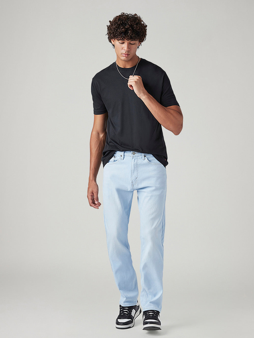 Men's 505 Light Blue Straight Fit Mid Rise Jeans