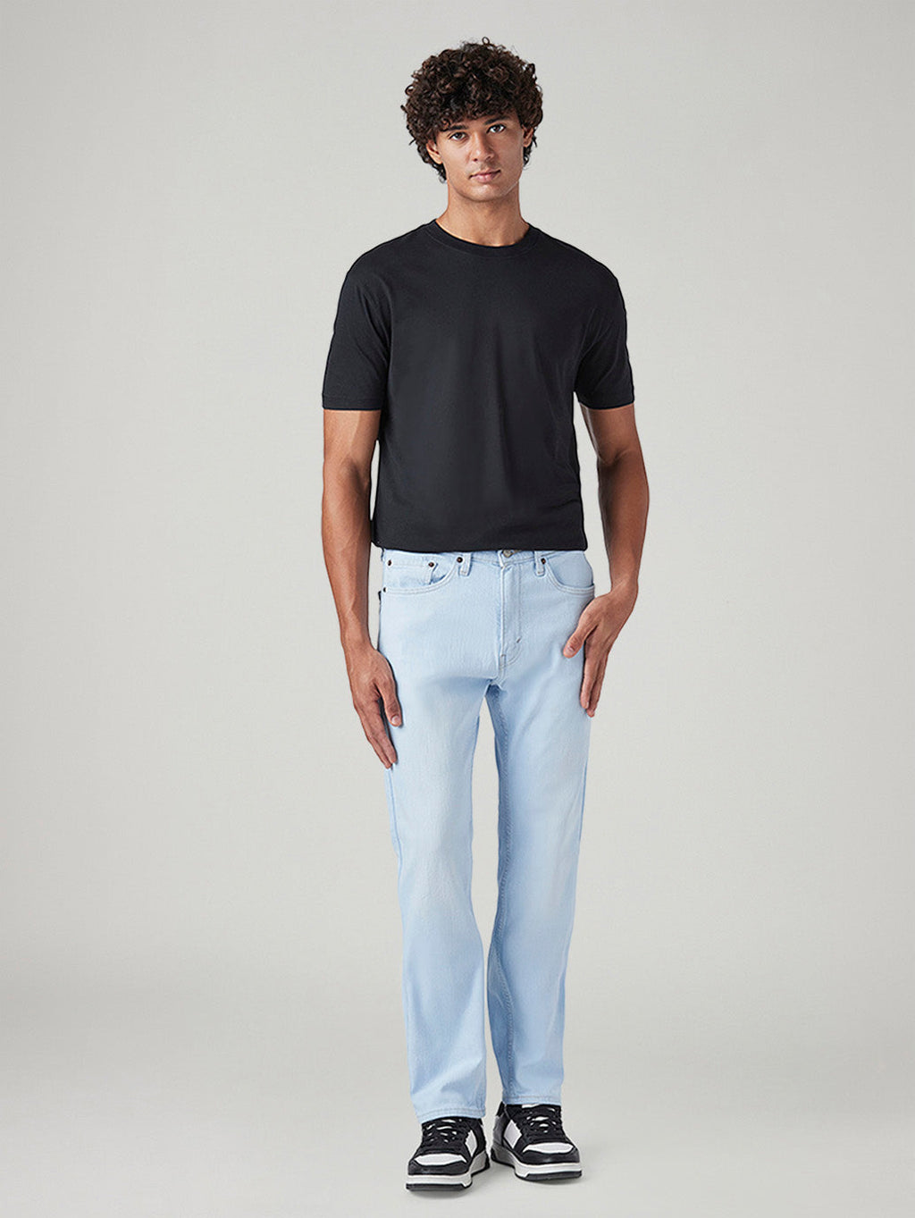 Men's 505 Light Blue Straight Fit Mid Rise Jeans