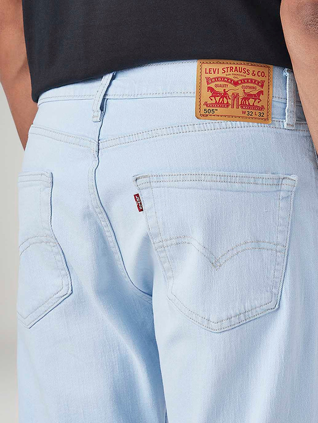 Men's 505 Light Blue Straight Fit Mid Rise Jeans