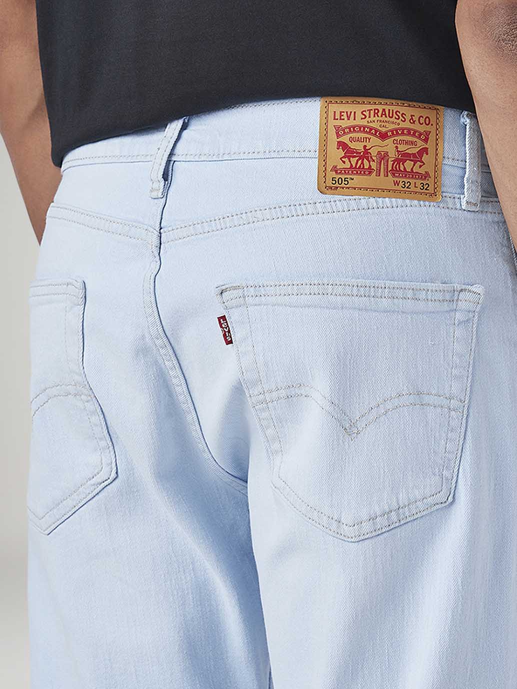 Men's 505 Light Blue Straight Fit Mid Rise Jeans
