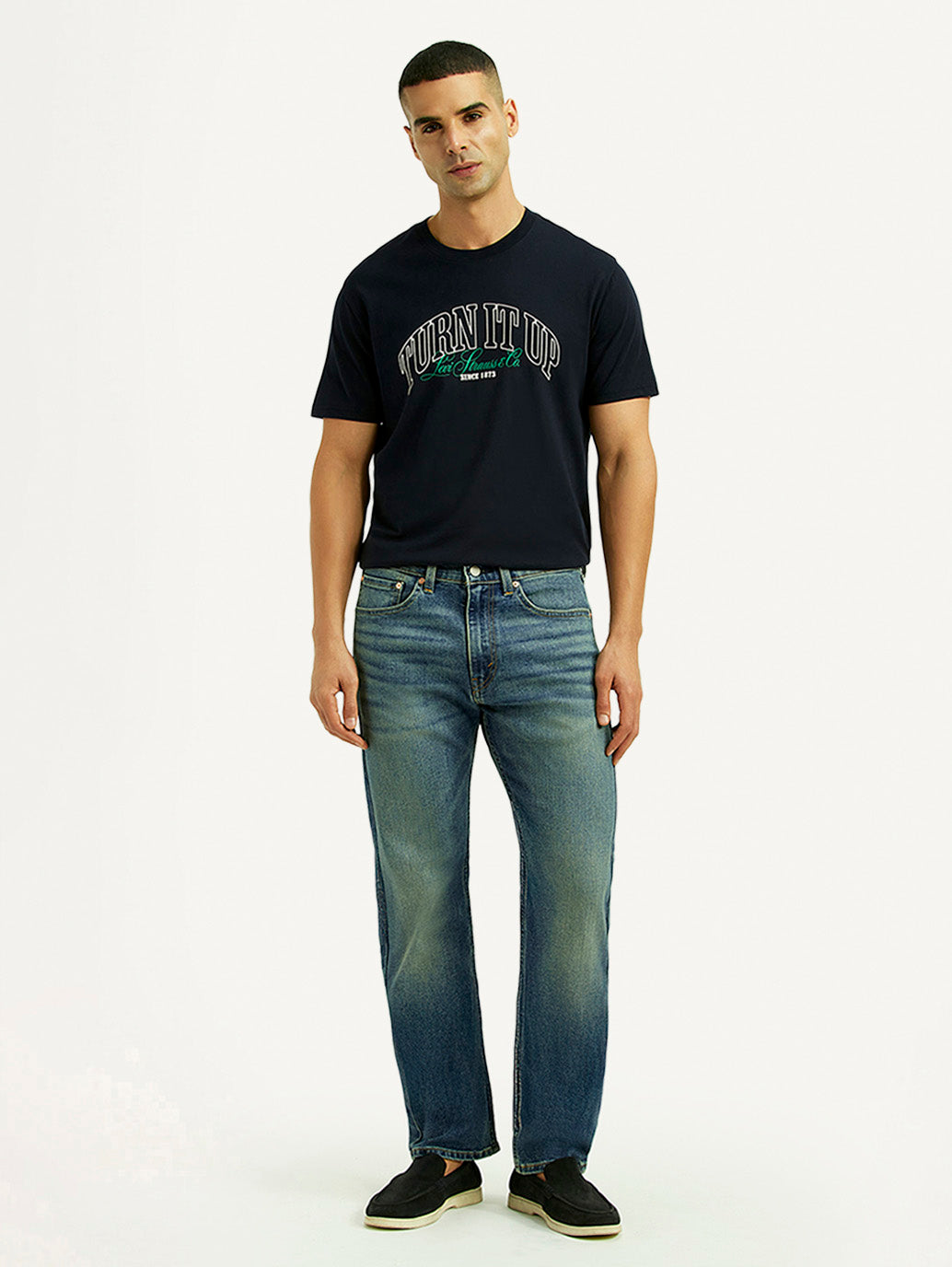 Men's Tinted 505 Blue Straight Fit Mid Rise Jeans