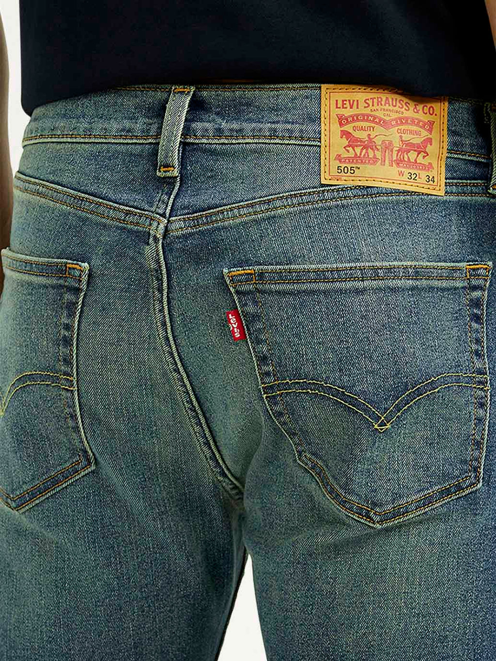 Men's Tinted 505 Blue Straight Fit Mid Rise Jeans