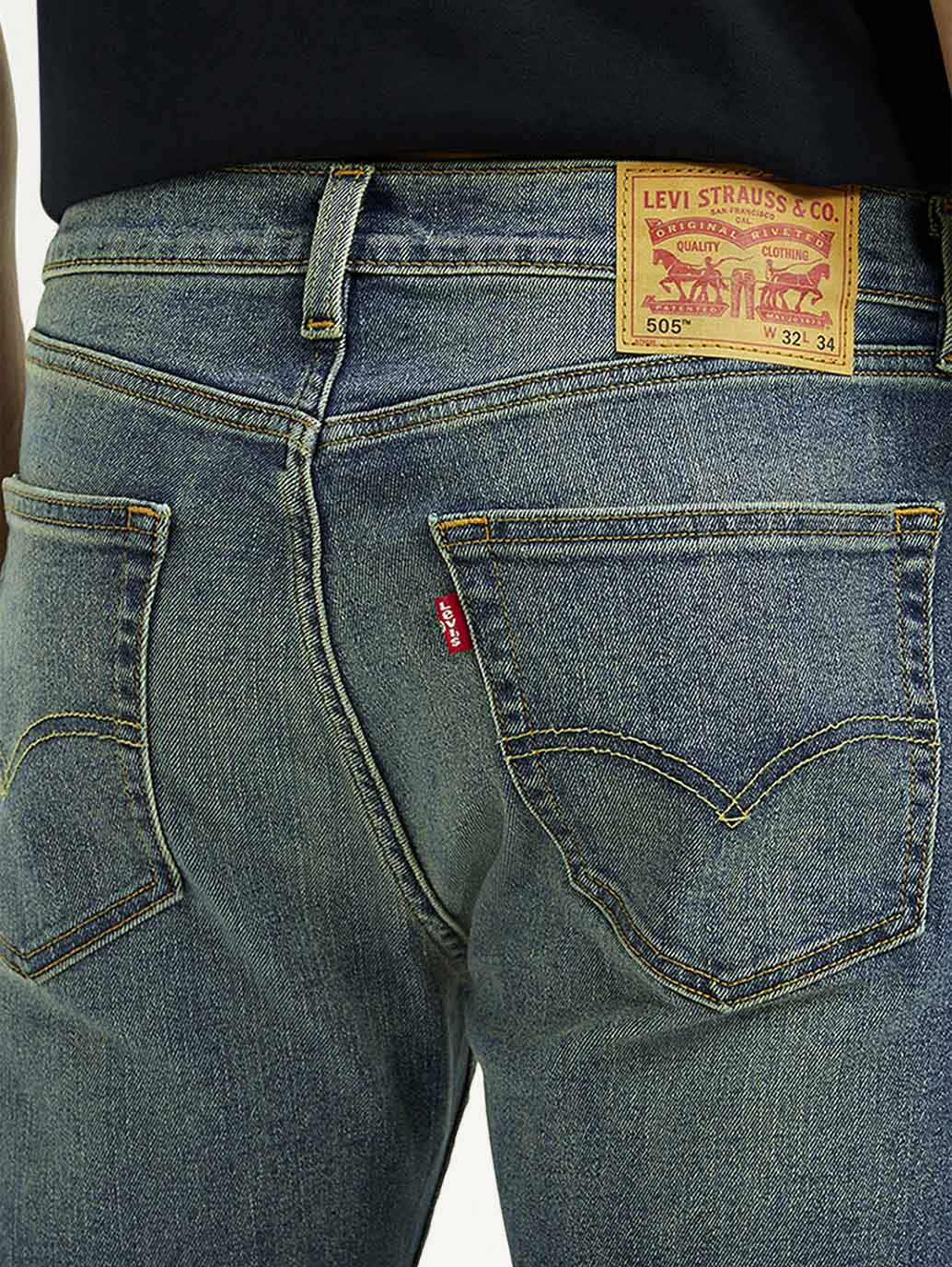 Men's Tinted 505 Blue Straight Fit Mid Rise Jeans