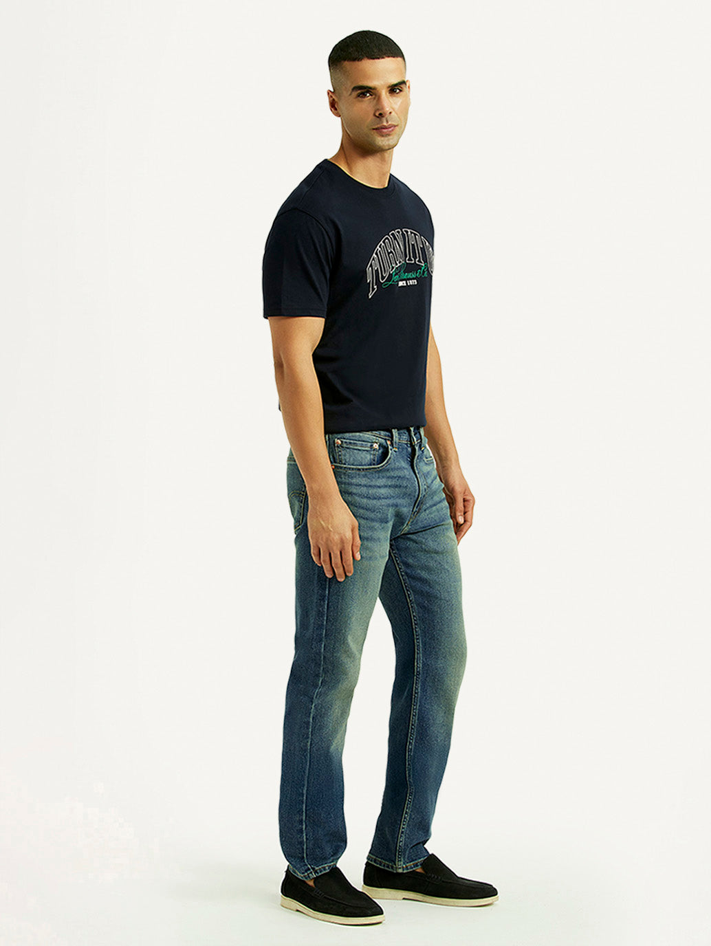 Men's Tinted 505 Blue Straight Fit Mid Rise Jeans