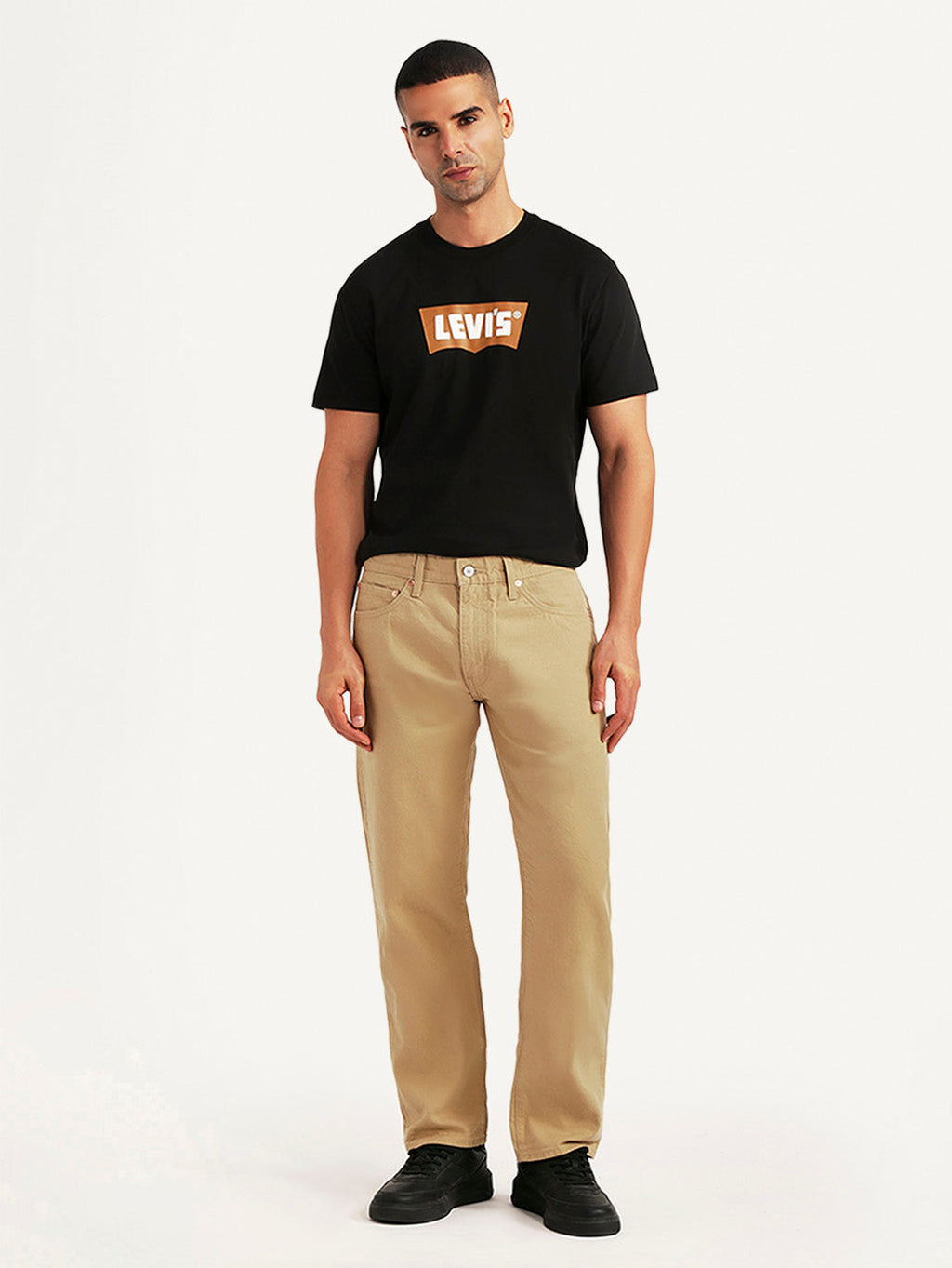 Men's 505 Beige Straight Fit Mid Rise Overdyed Jeans