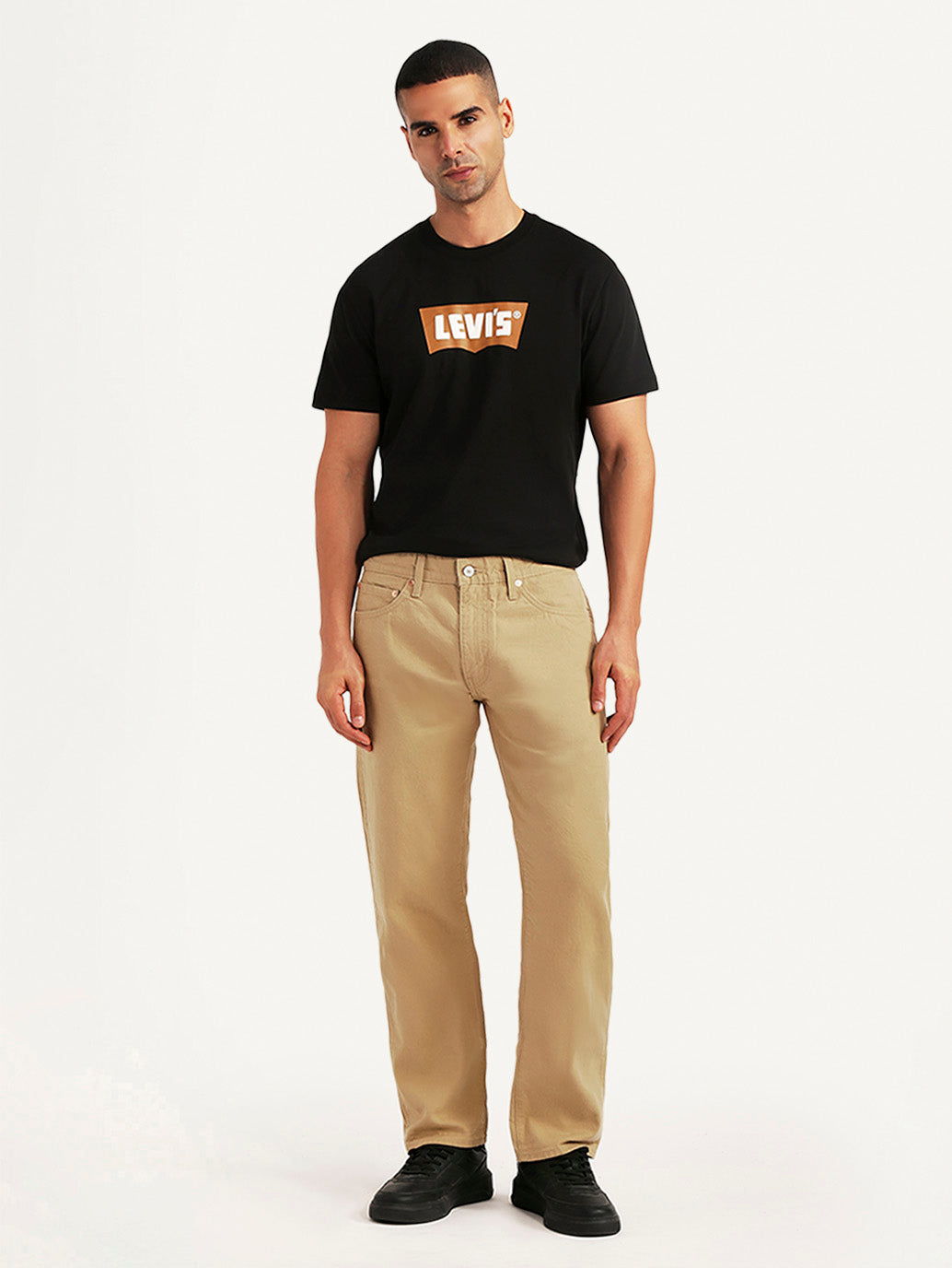 Men's 505 Beige Straight Fit Mid Rise Overdyed Jeans