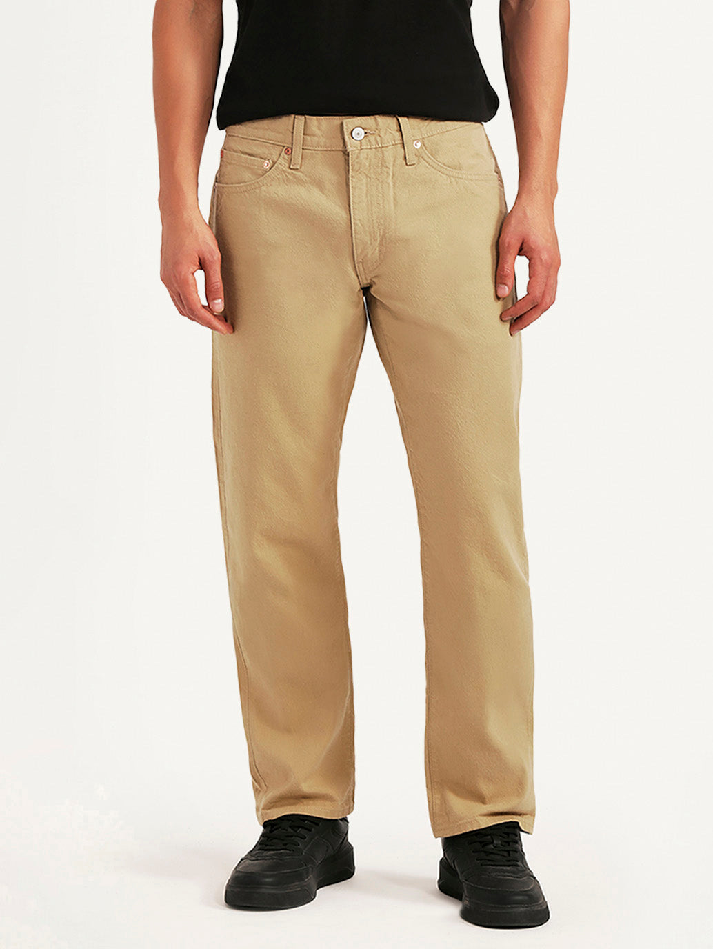 Men's 505 Beige Straight Fit Mid Rise Overdyed Jeans