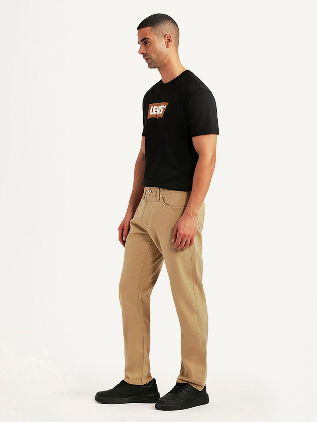 Men's 505 Beige Straight Fit Mid Rise Overdyed Jeans