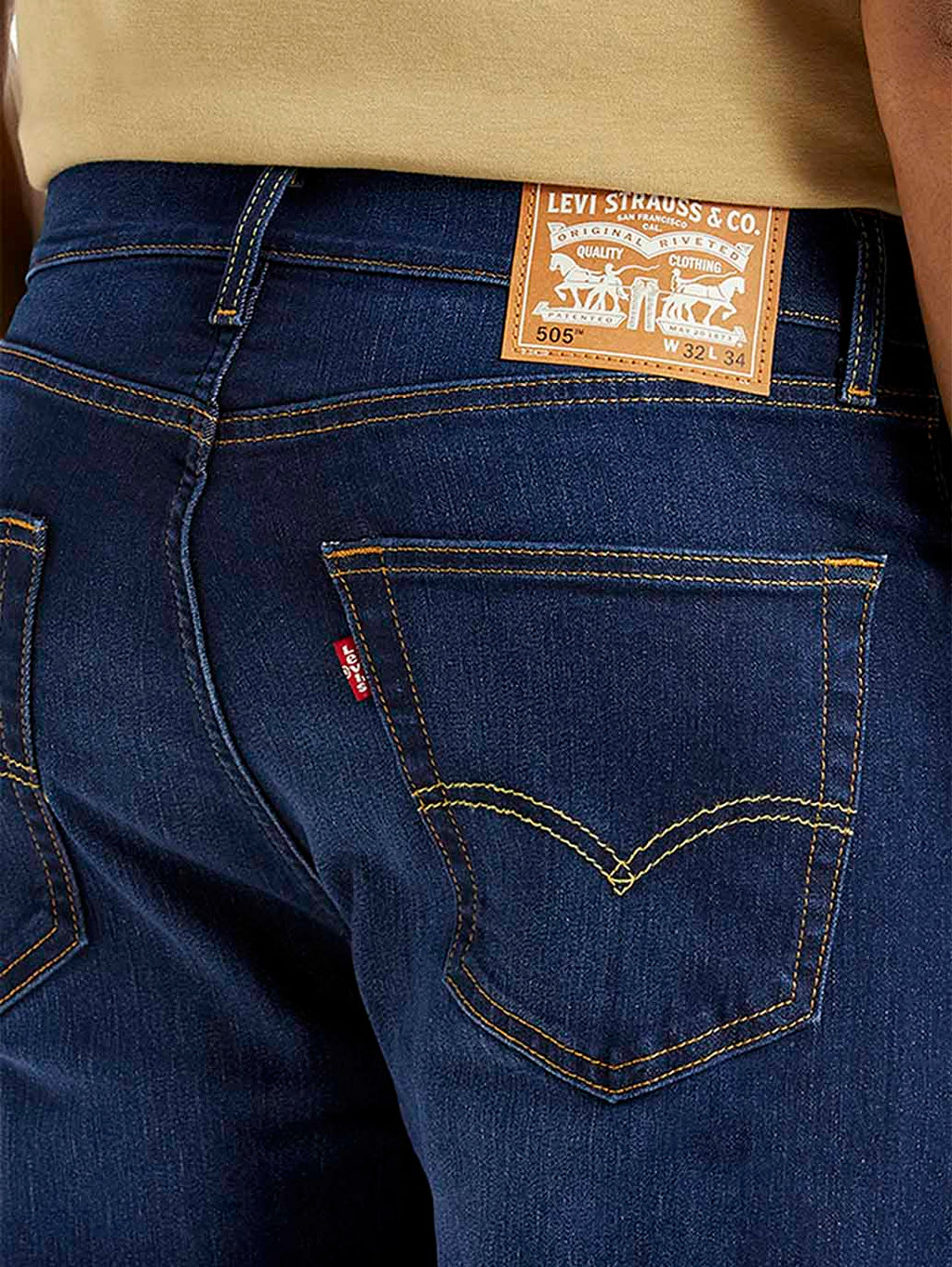 Men's 505 Navy Straight Fit Mid Rise Jeans