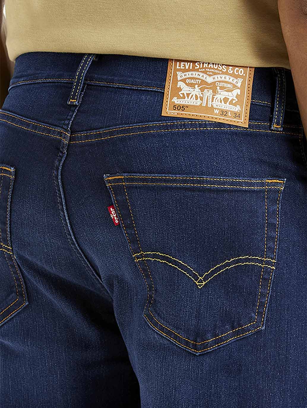 Men's 505 Navy Straight Fit Mid Rise Jeans