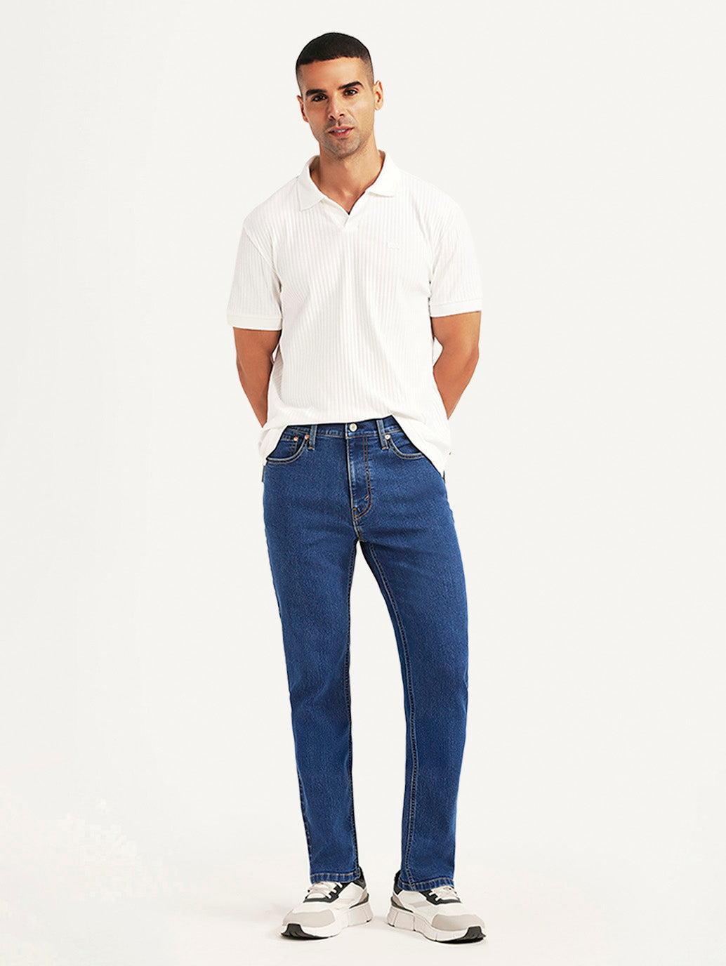 Men's 505 Blue Straight Fit Mid Rise Jeans