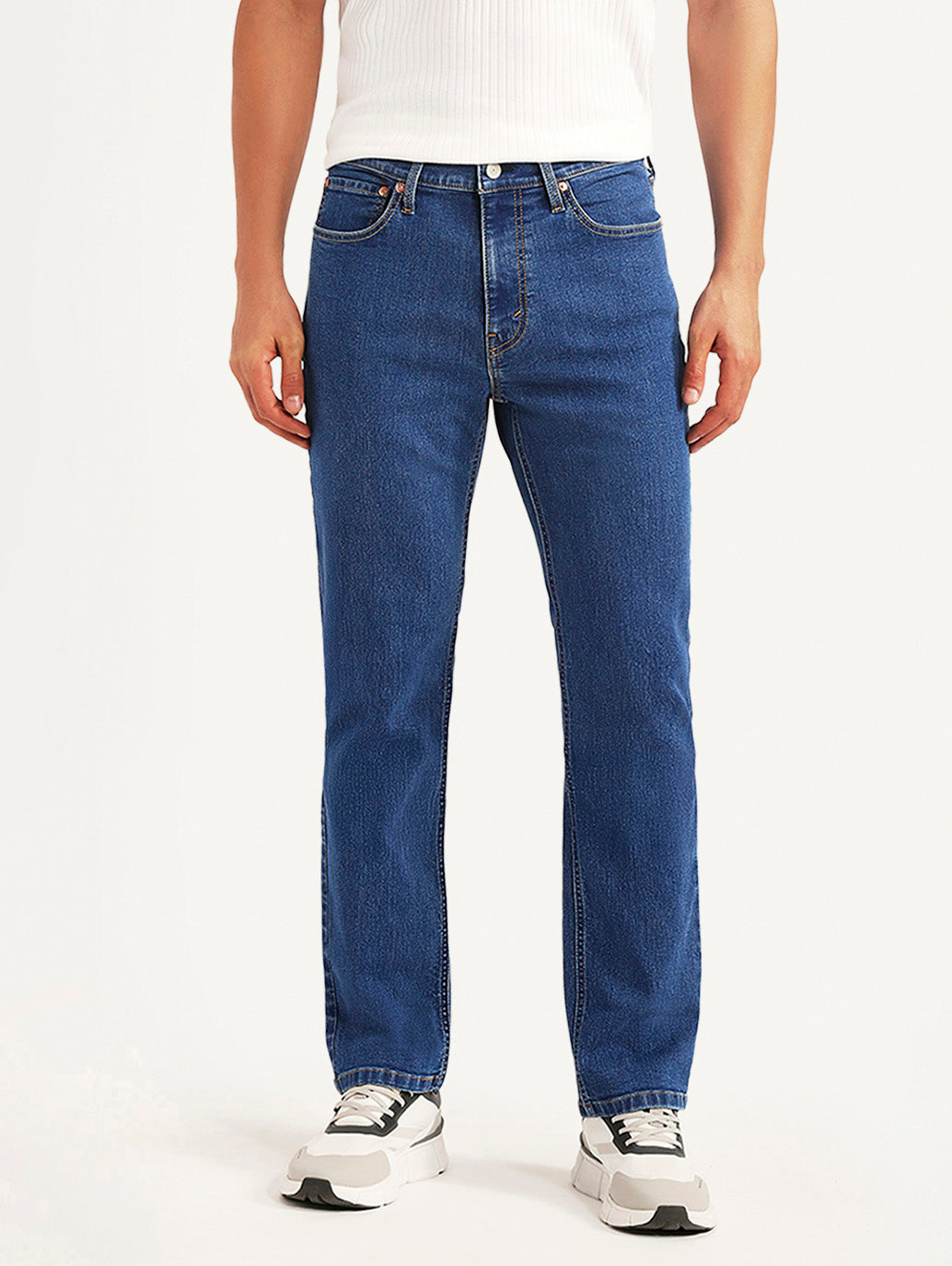 Men's 505 Blue Straight Fit Mid Rise Jeans