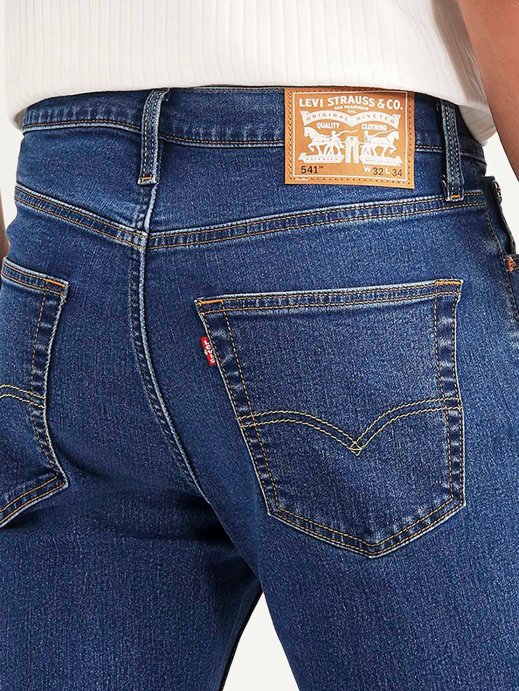 Men's 505 Blue Straight Fit Mid Rise Jeans