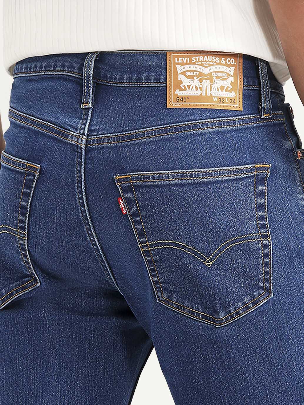 Men's 505 Blue Straight Fit Mid Rise Jeans