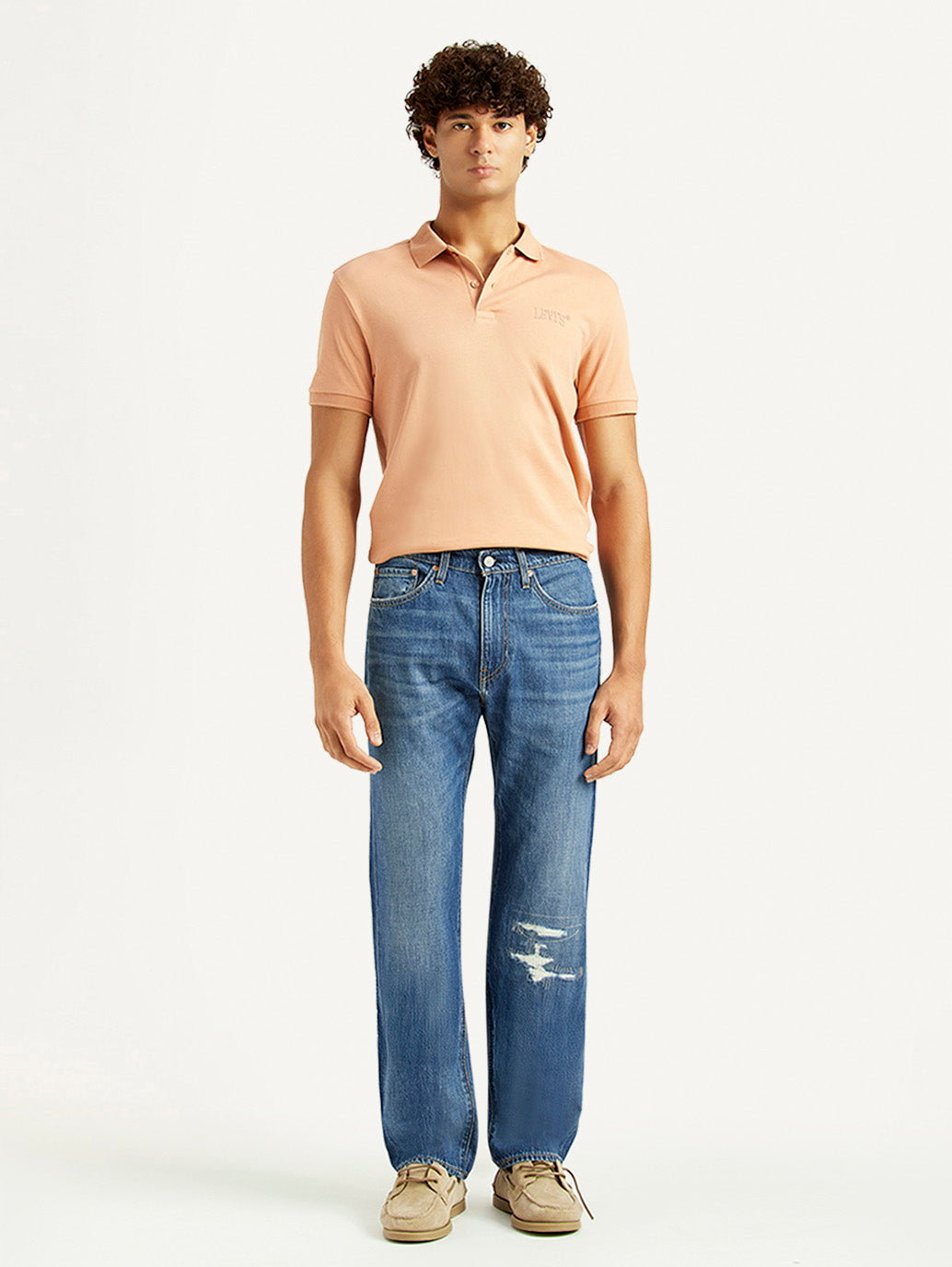 Men's 505 Blue Straight Fit Mid Rise Selvedge Jeans