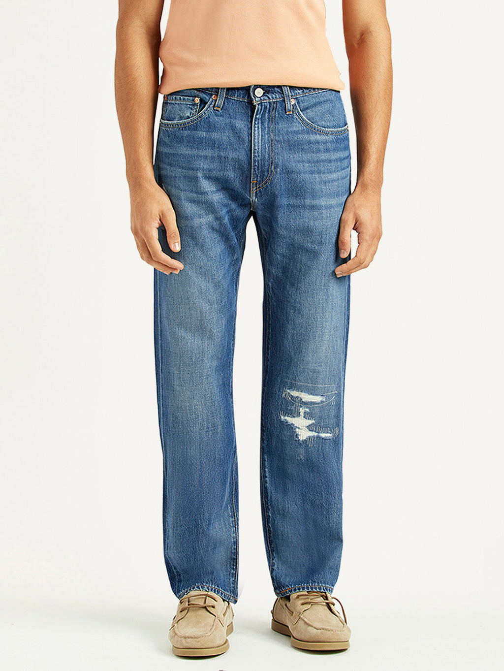 Men's 505 Blue Straight Fit Mid Rise Selvedge Jeans