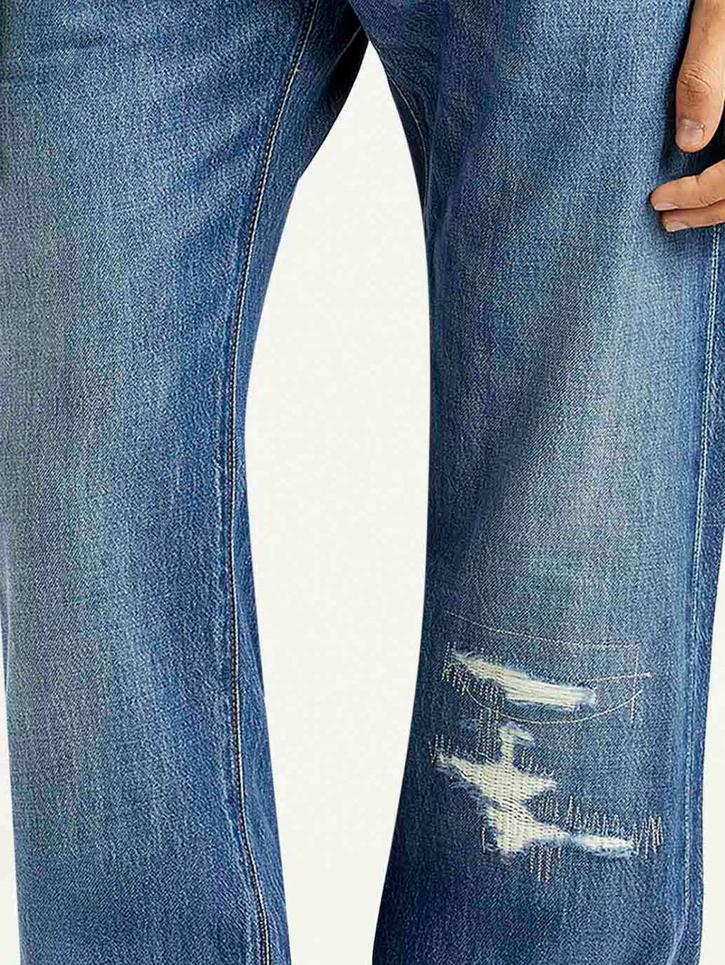 Men's 505 Blue Straight Fit Mid Rise Selvedge Jeans